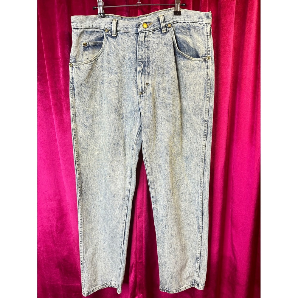 Wrangler American Hero Acid Wash High Waisted Straight Leg Jeans 36x30 Blue
